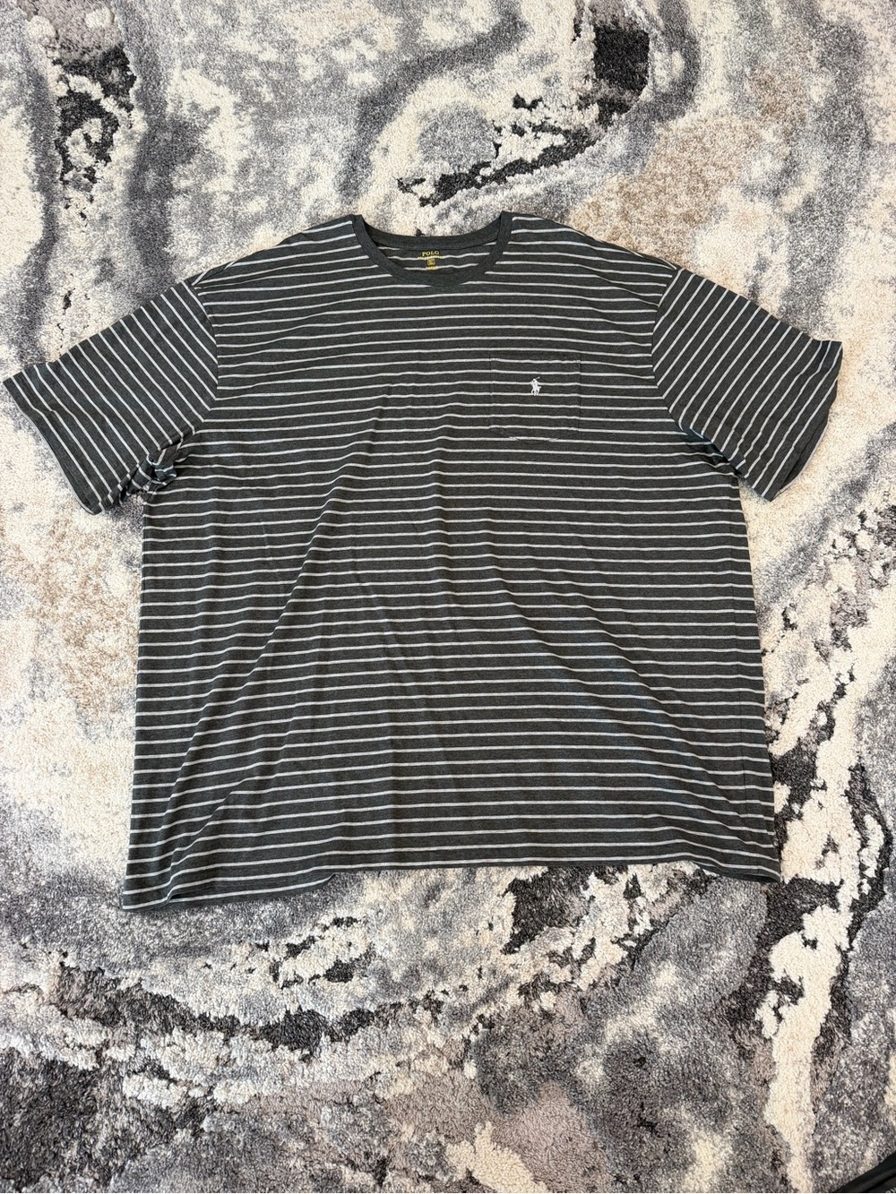 Polo by Ralph Lauren Charcoal and White Striped Crewneck Tee
